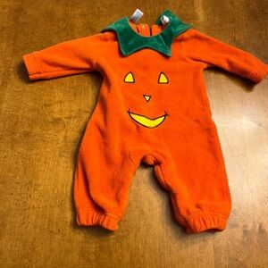 ALL MINE PUMPKIN Costume JACKOLATERN ORANGE FLEECE SLEEPER HALLOWEEN 3-6 months